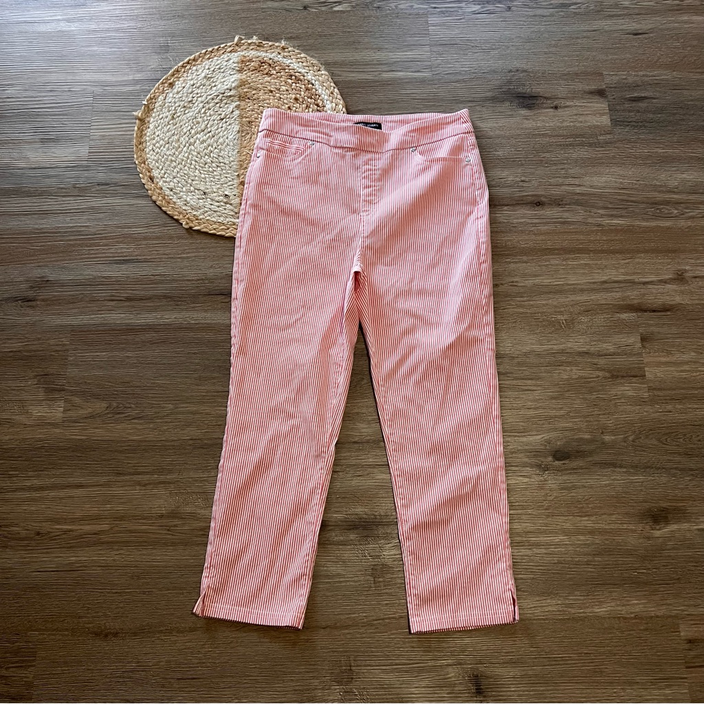 Mario Serrani Red & White Striped Capri Pants